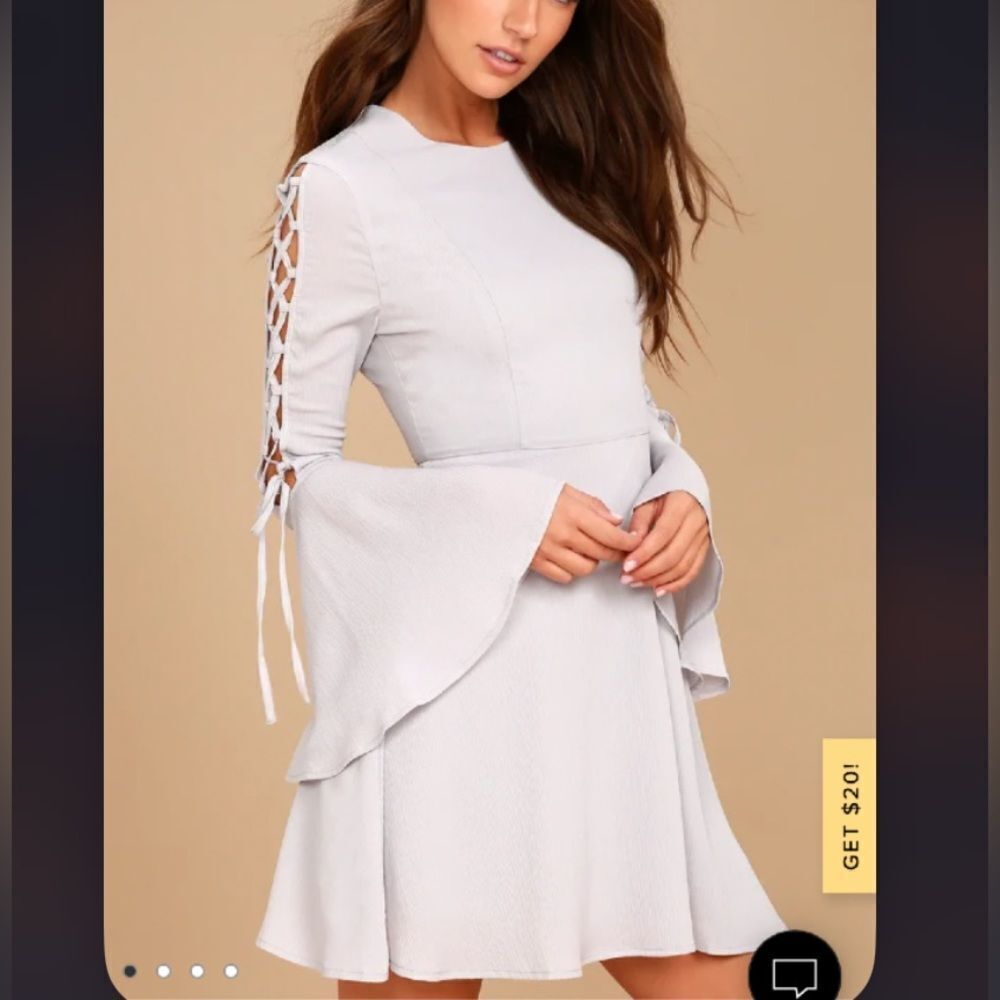 J.O.A. Aura Light Grey Long Sleeve Skater Dress